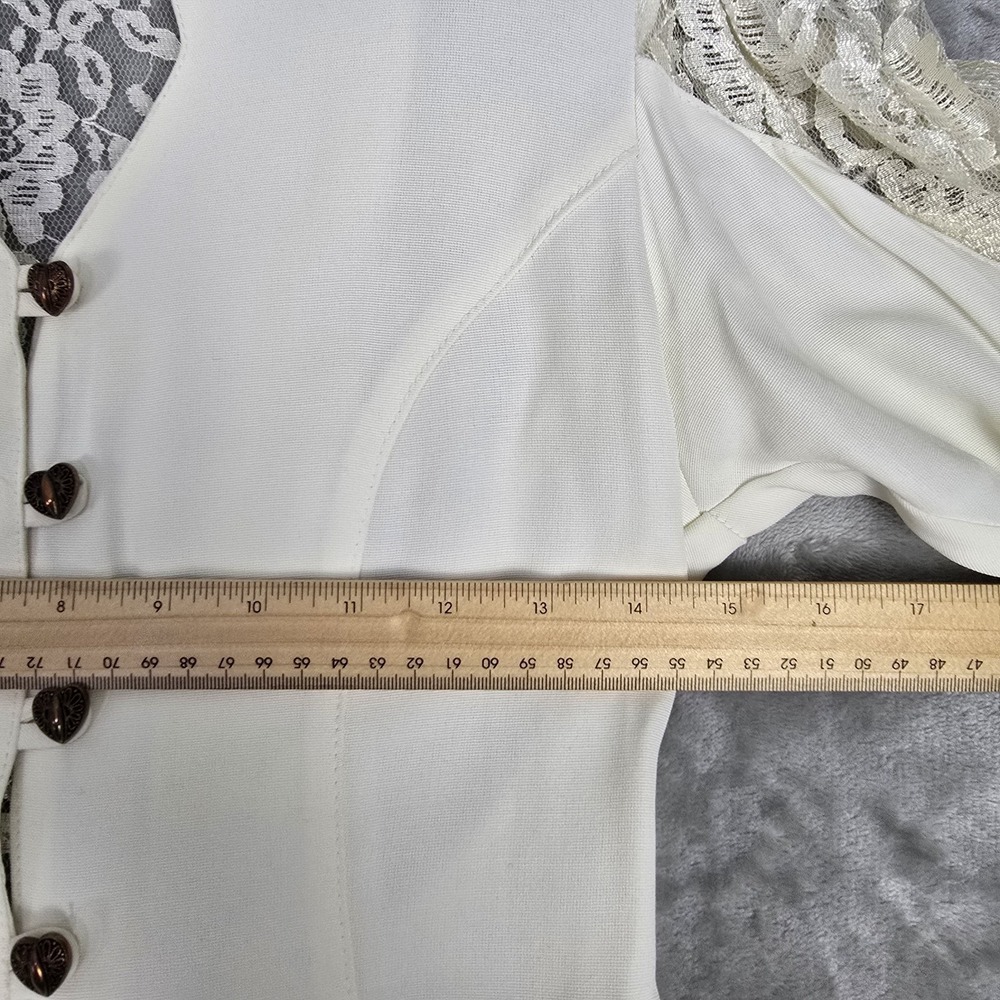 Vintage Victorian Lace Peplum Blouse Womens XS/S Cream Boho Bridal Romantic - Picture 9 of 13